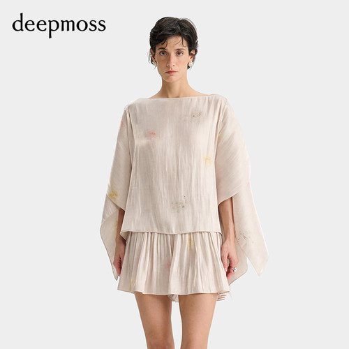 deepmoss水泽不对称飘袖上衣