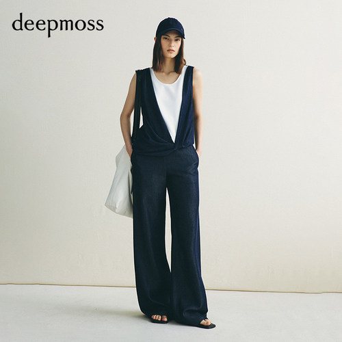 deepmoss深丹宁低腰长裤