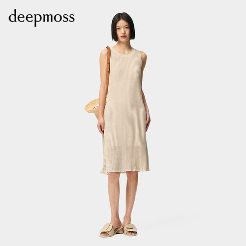 deepmoss水泽闪葱无袖连衣裙