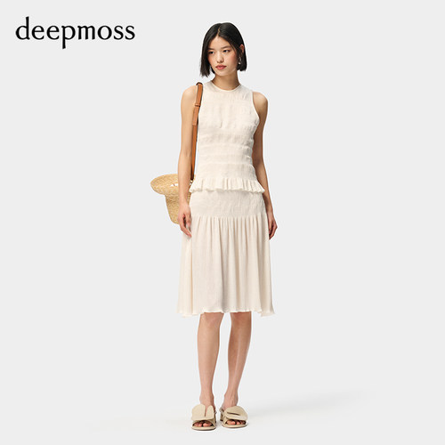 deepmoss手工打揽褶皱半身裙