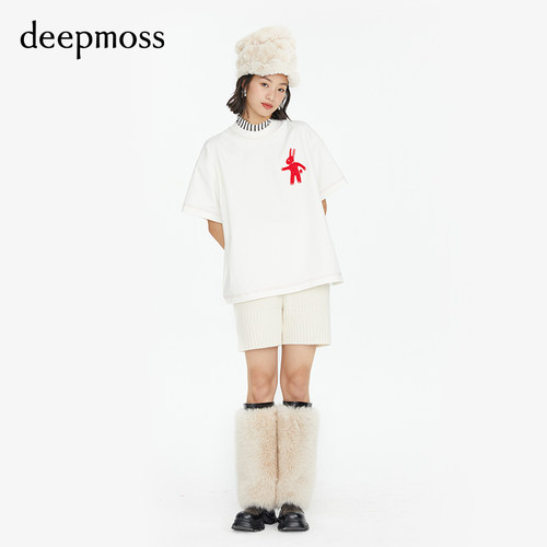 春季deepmoss卯兔绣花T恤