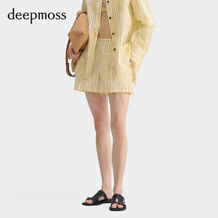 【deepmoss】设计感女装时尚百搭潮流嫩黄流苏短裤