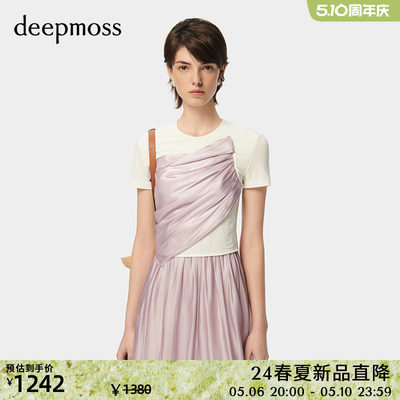 deepmoss水泽拼接显瘦短袖T恤