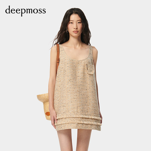 deepmoss时尚优雅吊带背心连衣裙