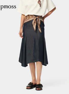 【SALE】【deepmoss】女士优雅时尚休闲光晕丝巾拼接鱼尾裙半身裙