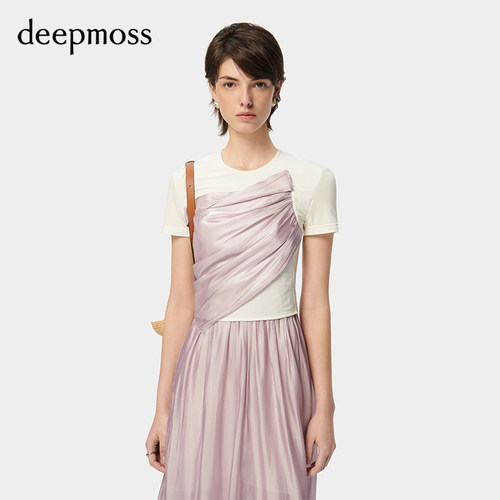 deepmoss水泽拼接显瘦短袖T恤