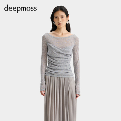 deepmoss一字领水溶羊毛上衣