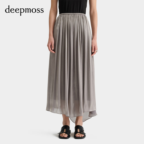deepmoss缎感水泽不规则半裙