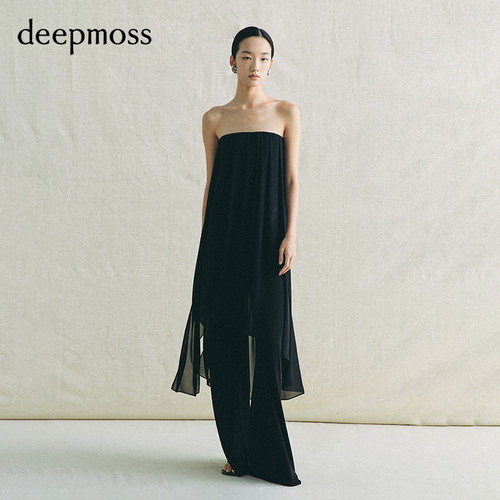 【deepmoss】2026春夏新款墨玉飘纱长抹胸
