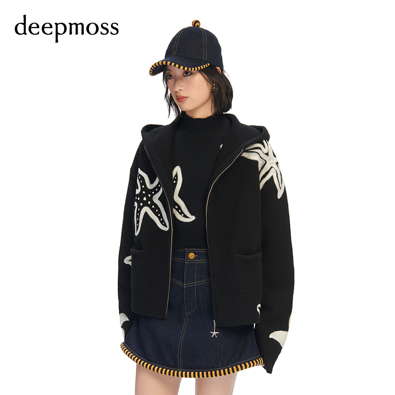 deepmoss羊毛连帽开衫