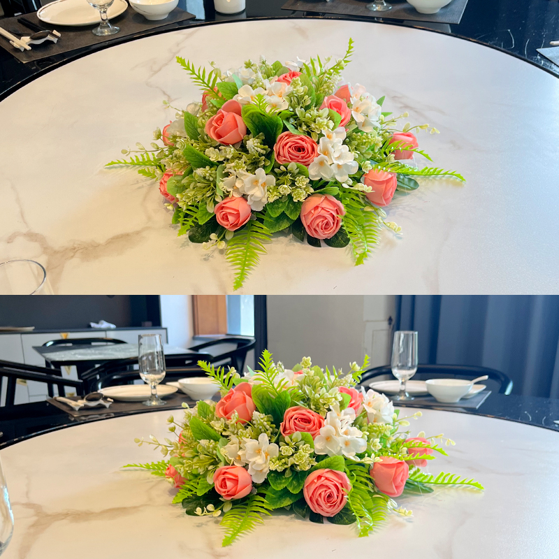 餐厅酒店桌花摆件桌面转盘台花
