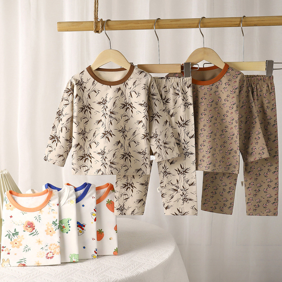 【200g棉】儿童莱卡棉家居服套装宝宝无骨睡衣男女童秋衣秋裤打底,童装/婴儿装/亲子装,内衣套装,淘宝优惠券,粉丝福利购,淘宝优惠卷