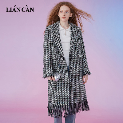 莲灿2025长款毛呢大衣女款时尚羊毛长款外套71EO463006