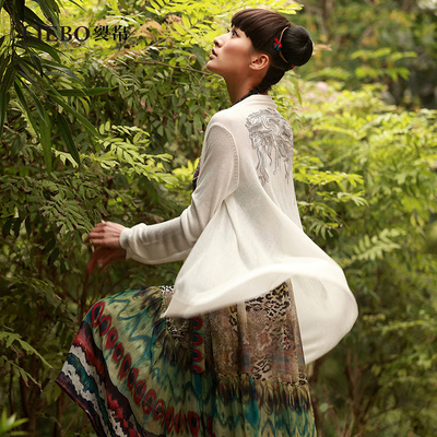 裂帛新中式薄款针织开衫女2025秋新款复古刺绣小披肩小衫51EO0551