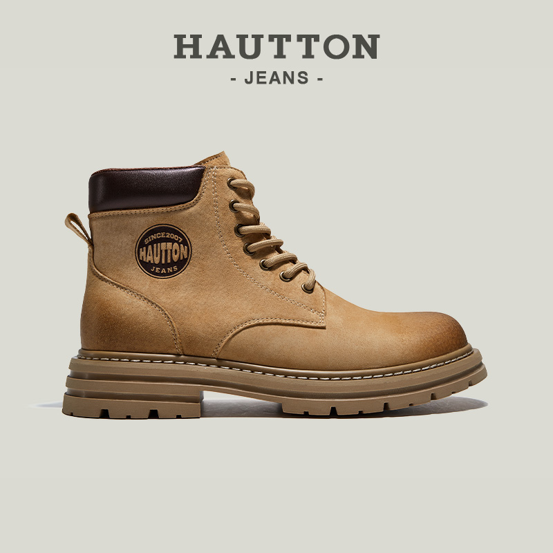 HauttonJeans高帮工装靴男马丁靴