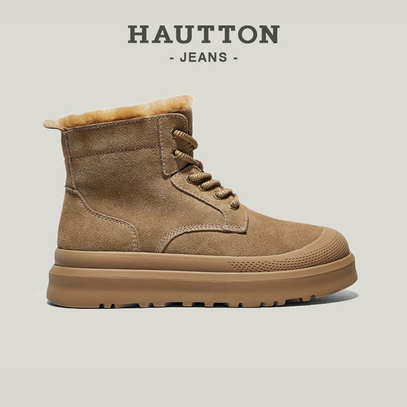 HauttonJeans高帮雪地靴加厚棉鞋