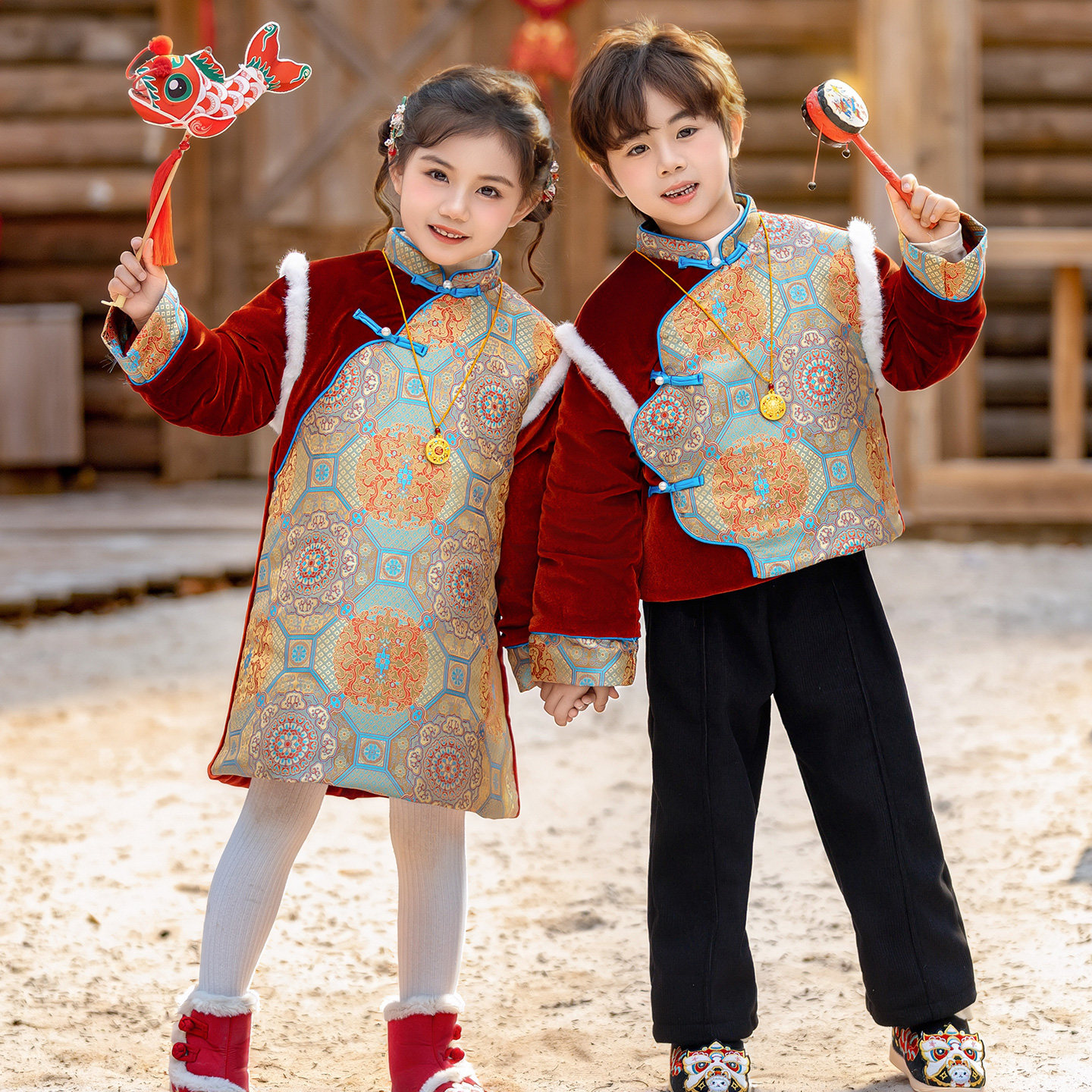 冬季拜年服男童加厚儿童过年服装女童汉服女宝年服唐装男宝喜庆服,童装/婴儿装/亲子装,唐装,淘宝优惠券,粉丝福利购,淘宝优惠卷