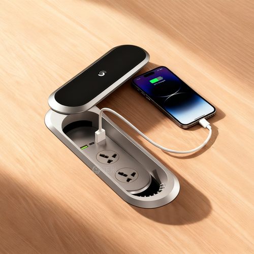 桌面嵌入式插座隐藏旋转面盖排插