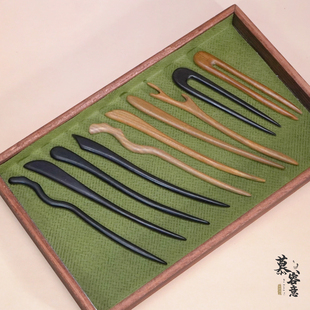 绝美主体！黑檀木簪｜非遗绒花发簪缠花汉服配饰diy绿檀木慕容意