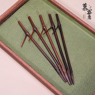 天然碳化竹枝簪子｜非遗绒花发簪缠花汉服配饰diy新中式慕容意