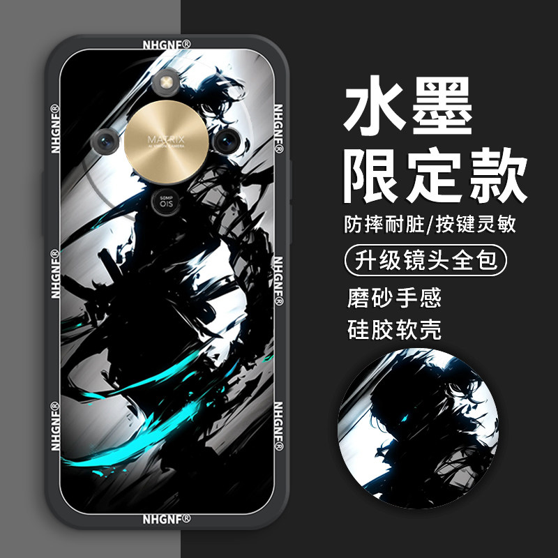 水墨刀客适用荣耀x70手机壳新款荣耀x60i保护套x50pro/x60i/x40防摔i/se/max竞速版荣耀9X/8X卡通男款高级感