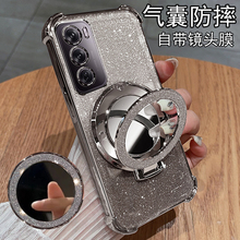 适用opporeno12手机壳reno12pro保护5G硅胶套oppo全包镜头膜PJV110防摔PJW透明opporeon女125g带镜子0pp0新款