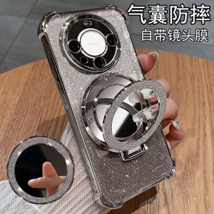 适用华为mate60手机壳mete60pro保护m60por十硅胶套镜头全包防摔p透明软壳mt带支架镜子女meta新款 外壳pr0高