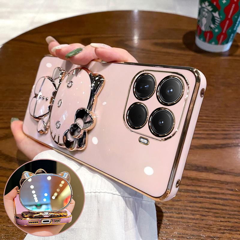 适用小米15T手机壳卡通镜子支架