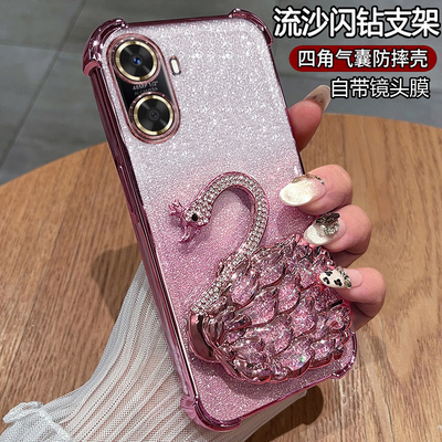 华为hi畅享60s手机壳带流沙支架