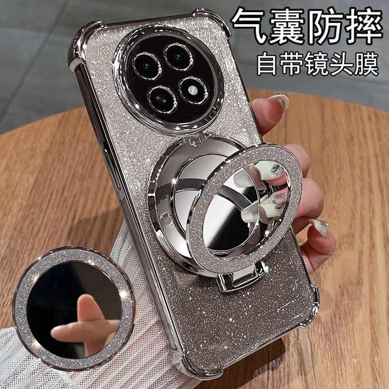 适用oppoA6L手机壳带镜子支架