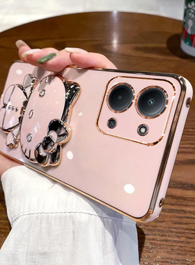 适用小米pococ85手机壳poco c85保护硅胶套带镜子支架全包防摔软壳海外国际香港版4g女新款网红新品可爱卡通