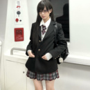 外套制服套装 御凛高JK收腰西服学院风西装 女黑灰色 御茶家原创