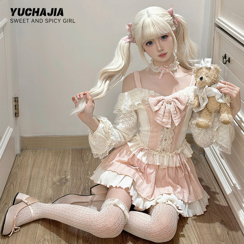 【全套领100元券】御茶家奶酪甜莓轻Lo洛丽塔doll感甜美蛋糕短裙