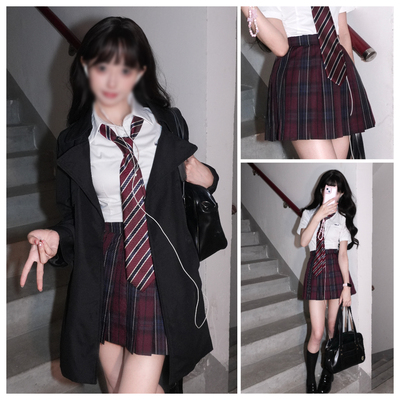 御茶家JK-绛夜 校供感辣妹jk格裙子制服套装原创正版学院风短裙
