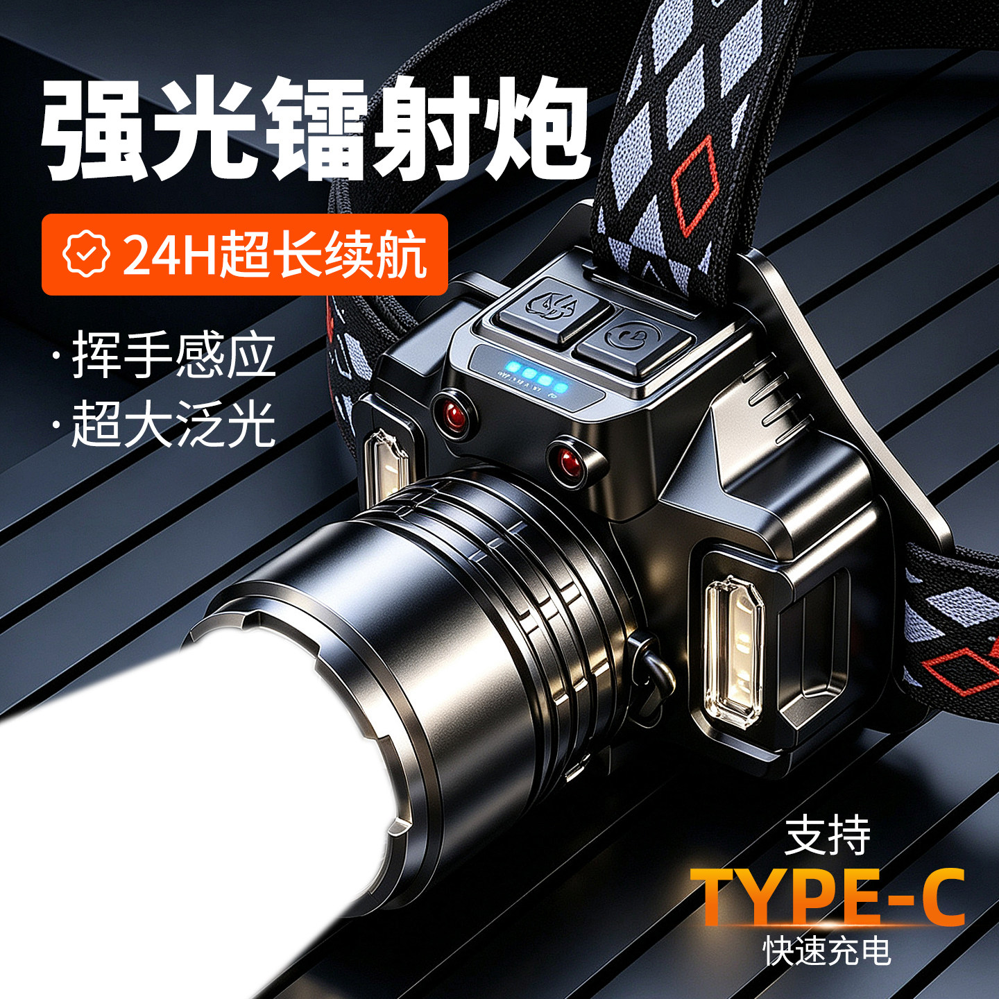 头灯2026年新款强光超亮充电长续航户外登山钓鱼专用头戴式照明灯