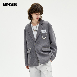 BENMYSHOWER(BMSR)国潮高级感珍珠灯芯绒西装外套男痞帅休闲西服