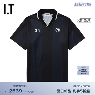 新款 polo衫 AMBUSH男装 球衣运动风竖条纹上衣91NAVYMO 宽松短袖