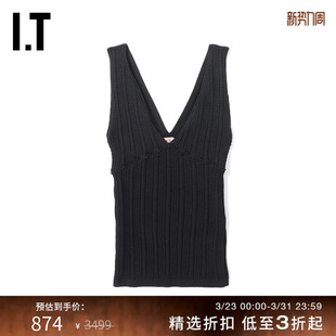 性感辣妹镂空细节修身 针织背心新品 露背内搭16568AK N21女装