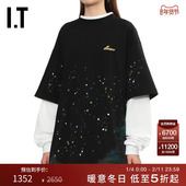 泼墨印花圆领半袖 732UBKXP T恤新款 个性 We11Done女装 宽松短袖