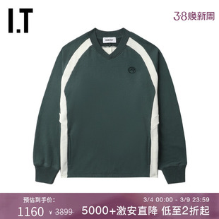 IT AMBUSH男装宽松V领卫衣新款复古运动风拼色拼接套头衫01Z231MN