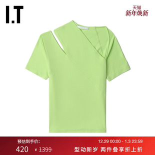 修身 LANG女装 短袖 上衣新品 甜酷挖剪镂空内搭1514XK 个性 HELMUT