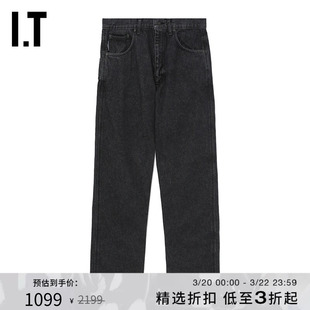 IT DESCENDANT男装牛仔长裤新品简约日系纯色宽松直筒裤WVPT02MK