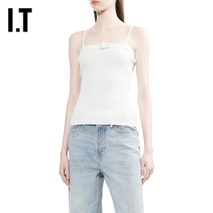 IT courreges女装吊带背心新款甜美时尚修身罗纹吊带上衣126MDEXQ