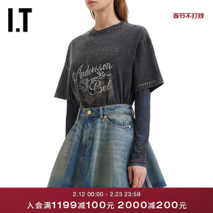 IT Andersson Bell女装宽松短袖T恤新款磨白水洗做旧半袖1509WGXQ