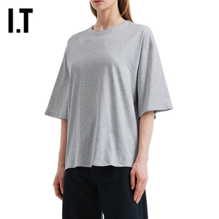 IT LouLou Studio女装落肩短袖T恤新款慵懒休闲风宽松纯色半袖