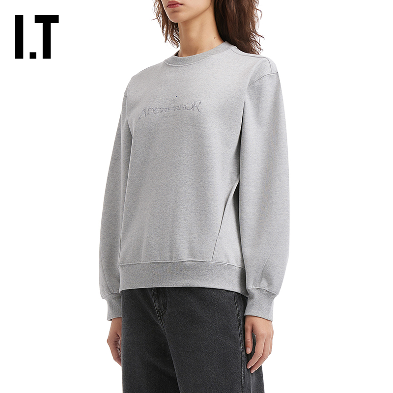 IT ADER error女装圆领卫衣新款休闲日常褶饰装饰套头衫W004GRXP