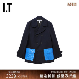 CDG SHIRT男装 COMME GARCONS 材质拼接双排扣翻领夹克外套 des