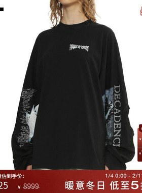 IT VETEMENTS女装廓形长袖T恤新款酷感暗黑宽松圆领上衣LS980BXP