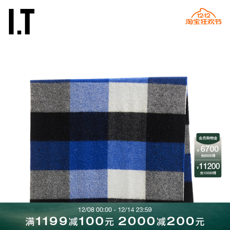 ITADERerror绵羊毛格纹围巾
