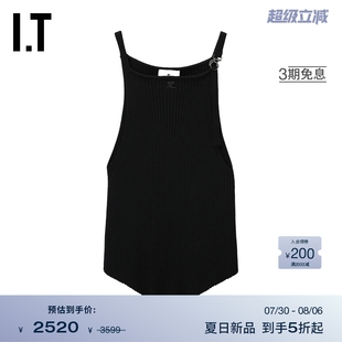 内搭 courreges女装 罗纹吊带背心新款 时髦辣妹不对称肩带修身